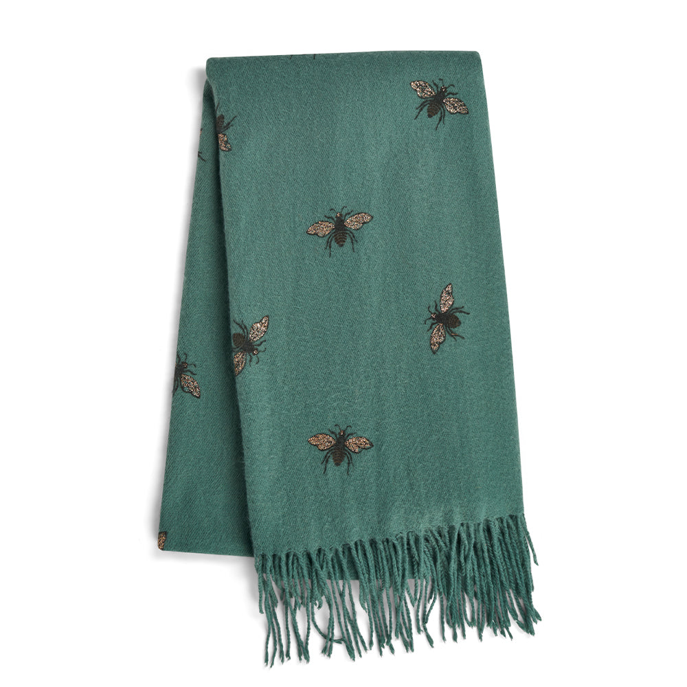 Bee print pashmina-style scarf