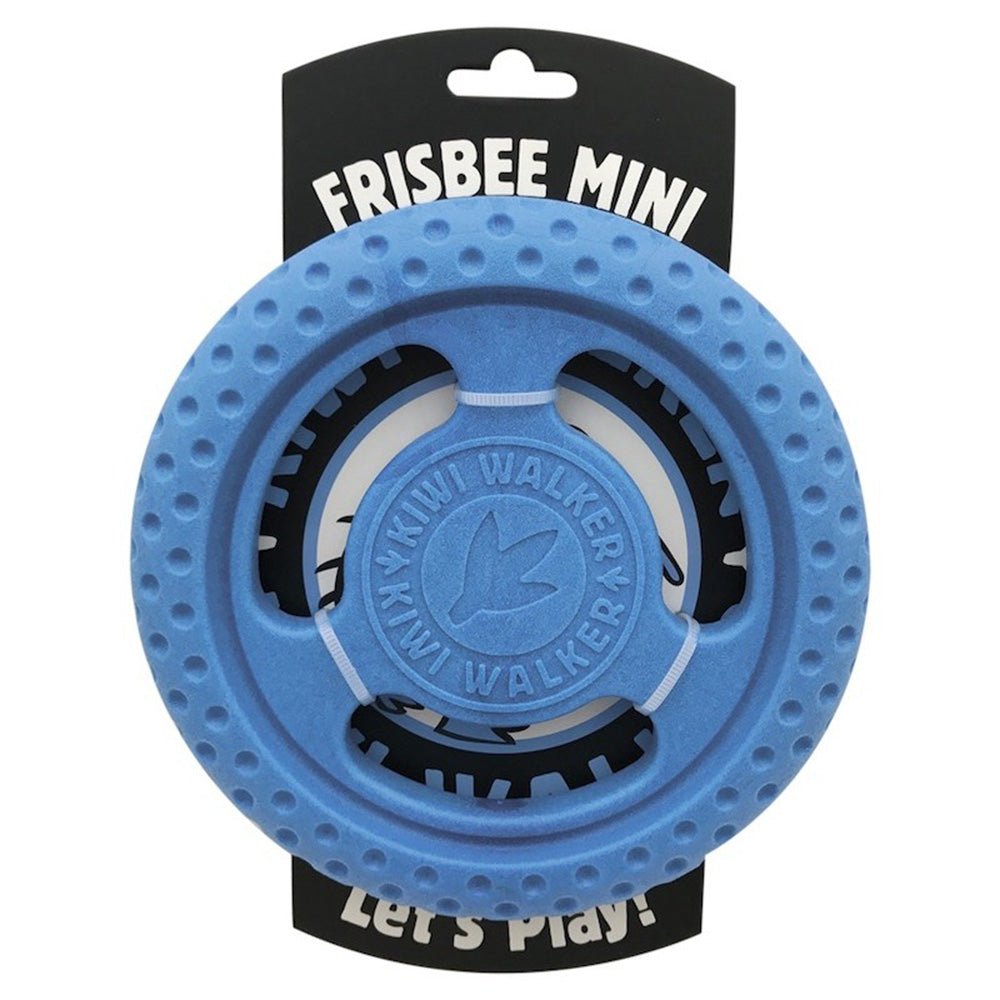 A blue frisbee in its packaging.