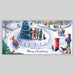 Money wallet featuring a snowy Christmas village scene and the words 'Wishing you a Merry Christmas'