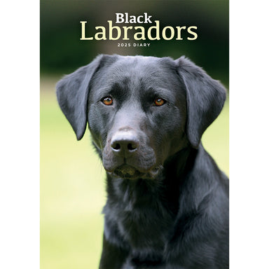 The front cover of the diary featuring a close up of a Black Labrador in a field