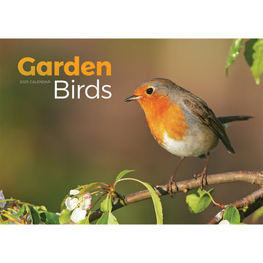 The front cover of the calendar featuring a robin sat on a branch