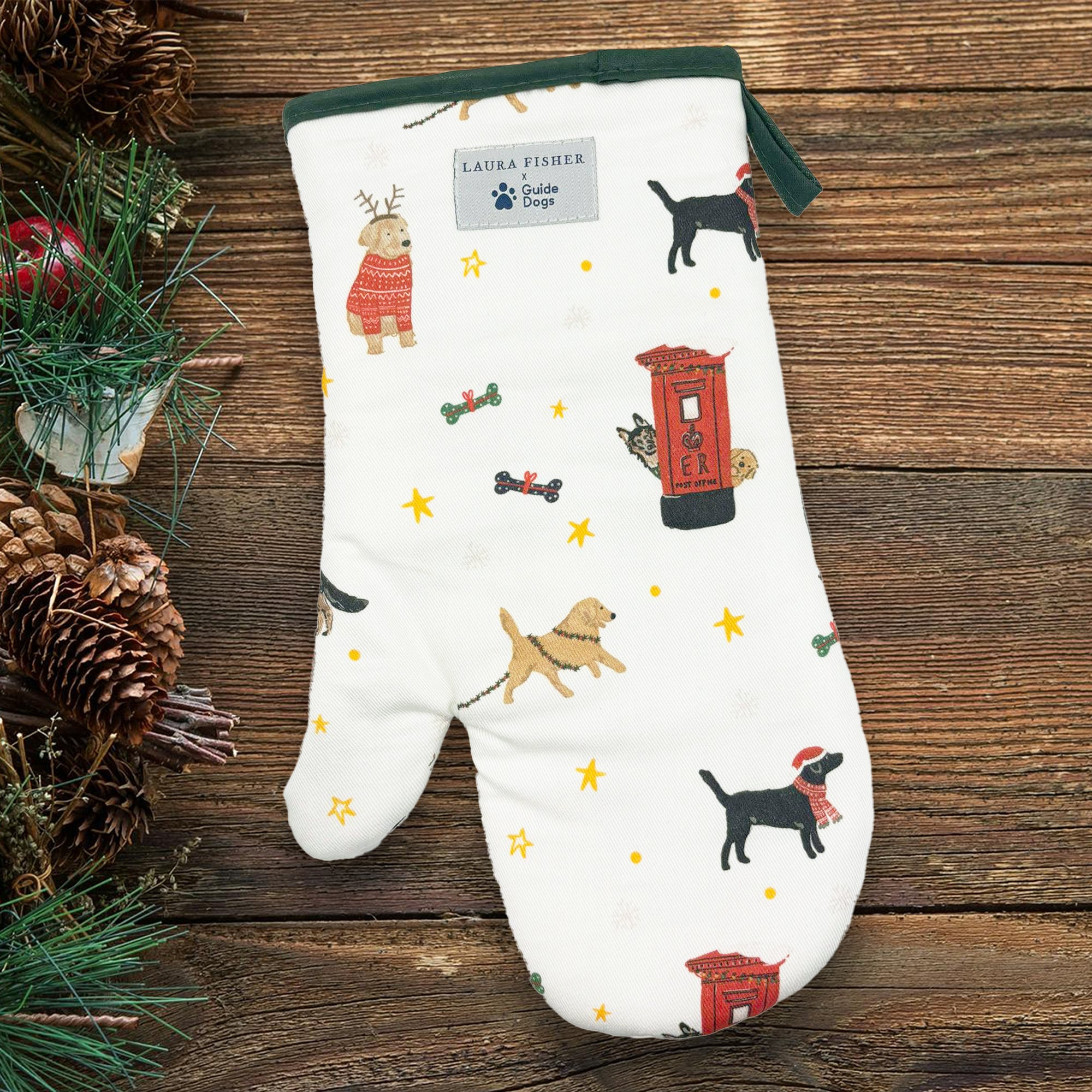 Laura Fisher x Guide Dogs Christmas oven mitt