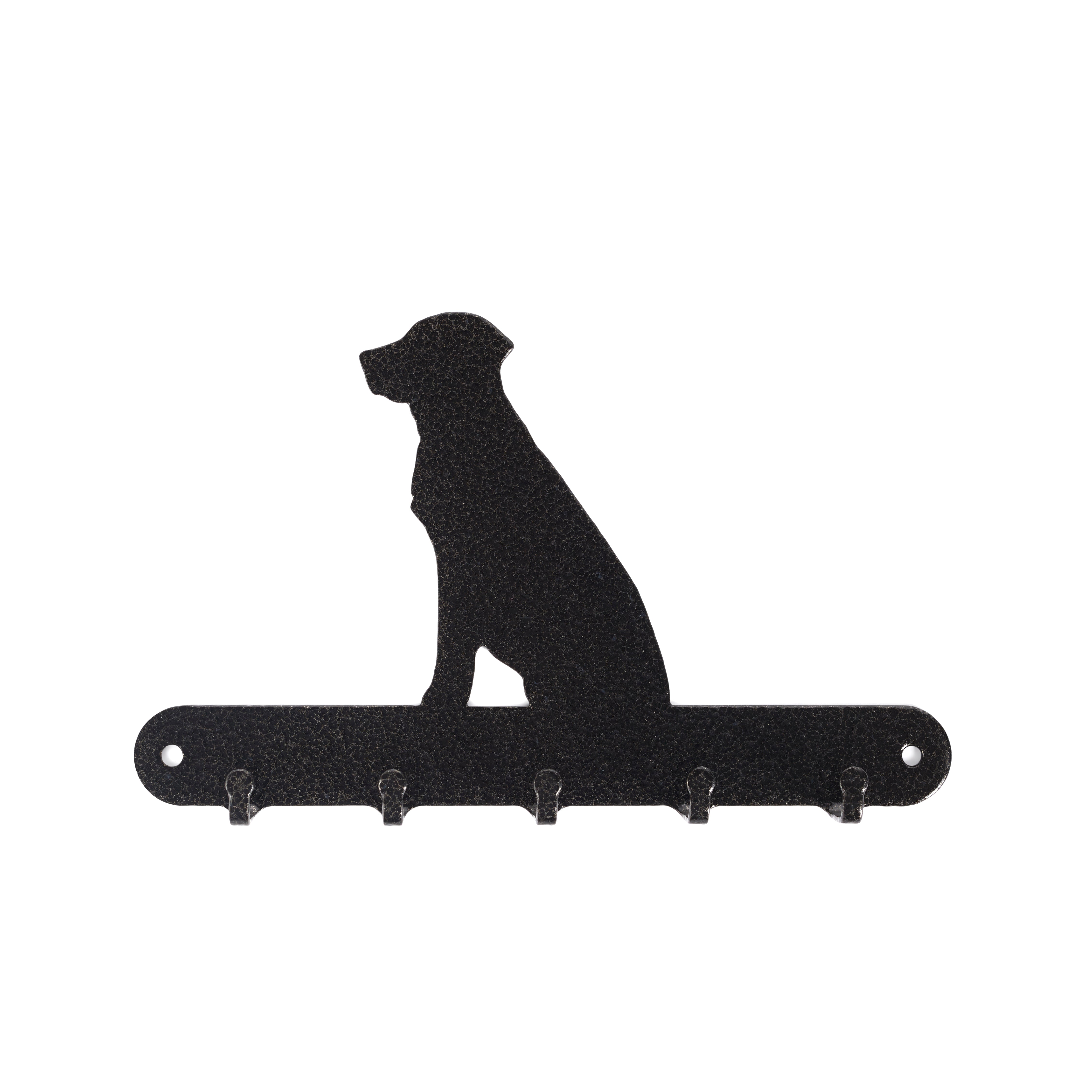 A black Labrador silhouette lead holder with five hooks