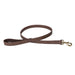 Brown leather lead embossed with dog designs and brass clip fastening