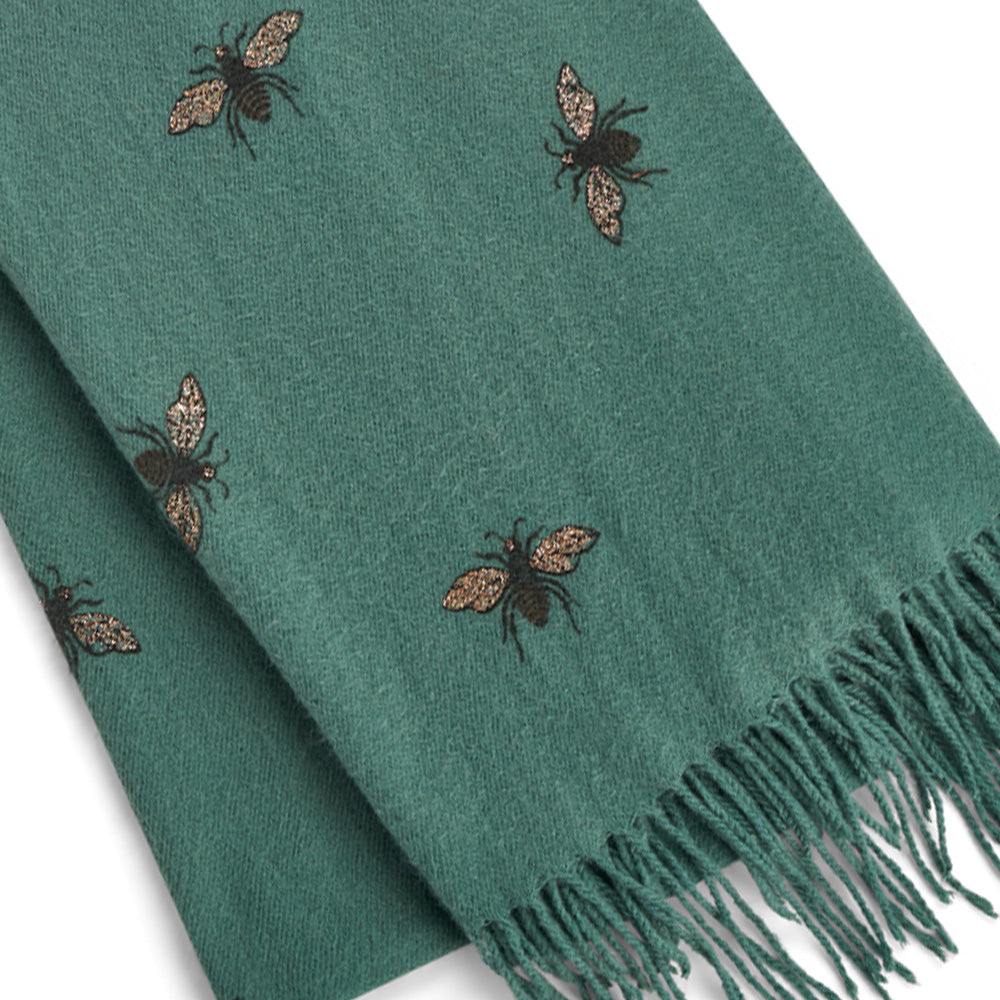 Bee print pashmina-style scarf
