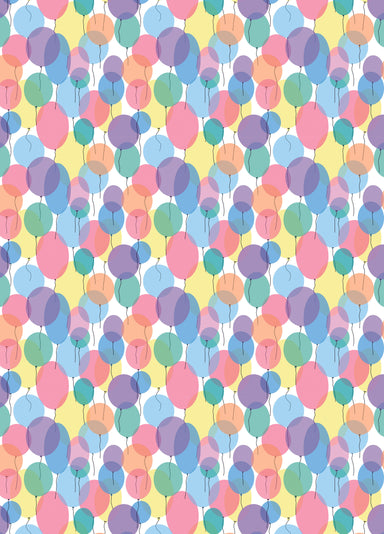 Brightly coloured illustrated balloons wrap.