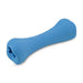 Close up product image of the blue Beco rubber bone toy.