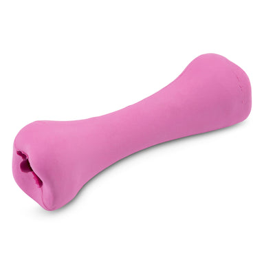 An image of the pink Beco rubber bone dog toy.