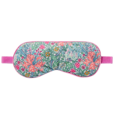Floral green and pink eye mask with pink strap