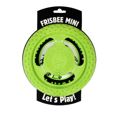 A lime green frisbee in its packaging.