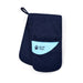 Guide Dogs branded double oven glove in navy blue with light blue corner at each end.