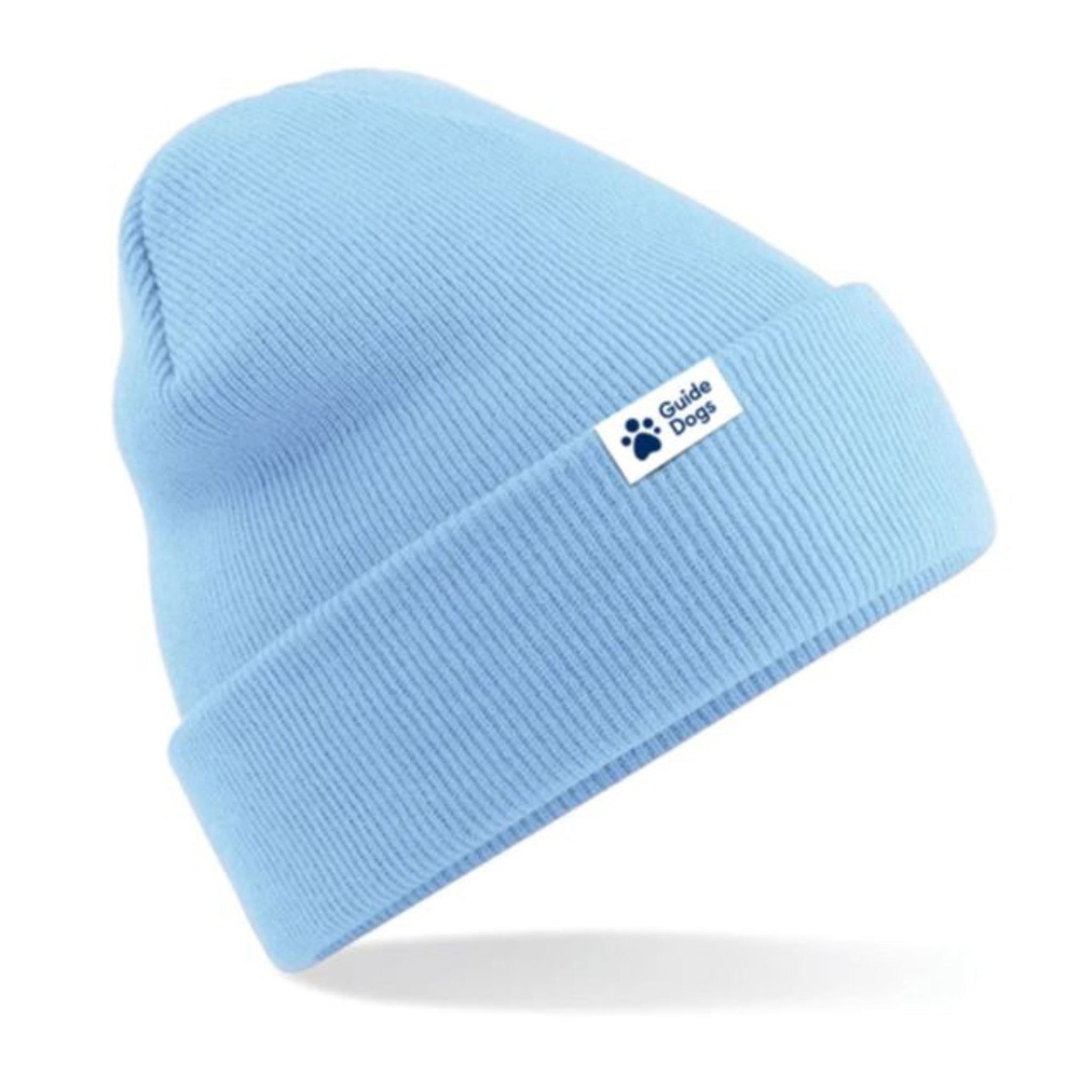 An image of the light blue Guide Dogs beanie hat.