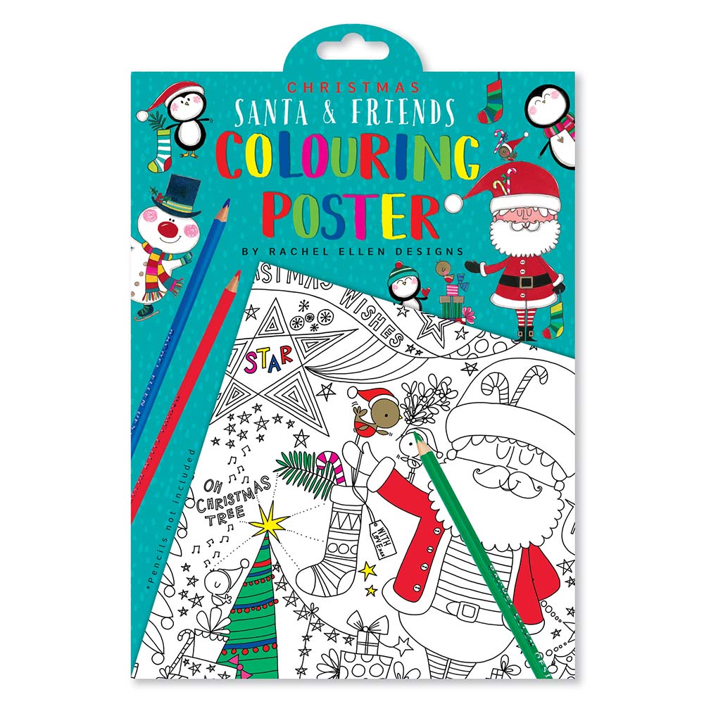 Colouring poster pack shows partly-coloured in poster and colouring pencils